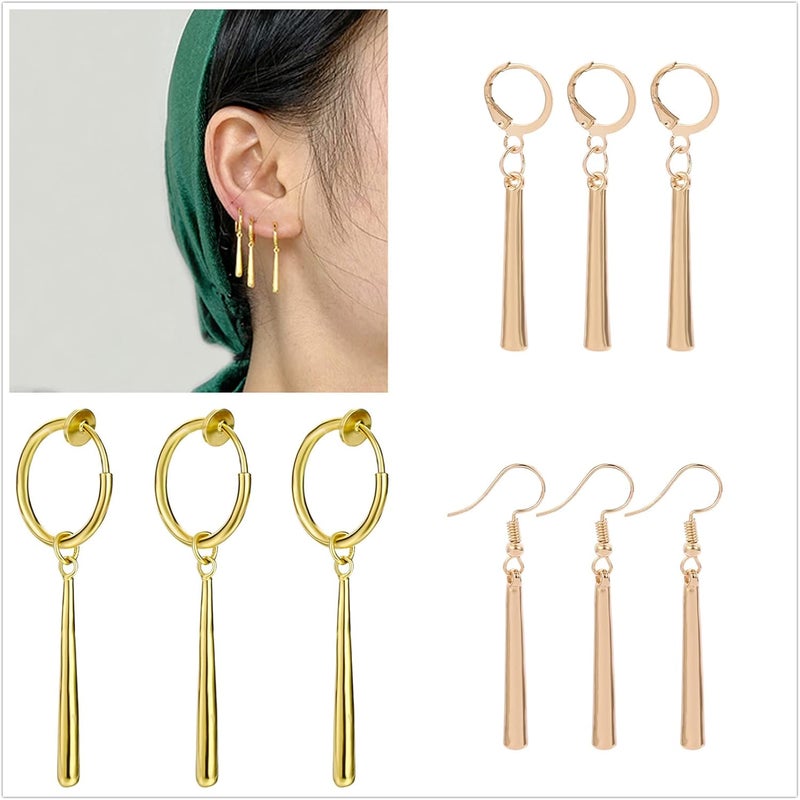 XHBTS One P. Earrings - Gold Clip On Anime Cosplay Earrings for Anime Lovers 3 Set with Mini Cloth and Mini Box(Clip on) - Image 5